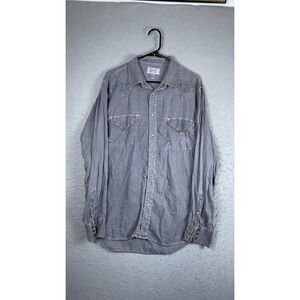 Ryan Michael Shirt Mens Large Gray Long Sleeve Western Snap Button Front Casual